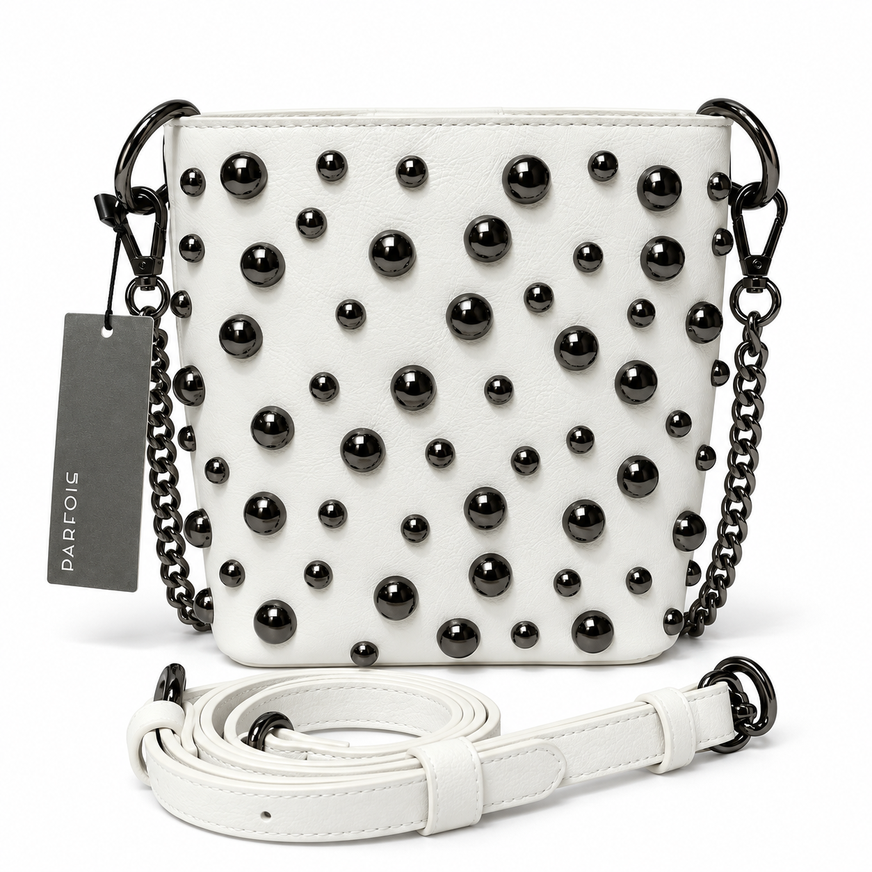 PARFOIS White Studded Crossbody Bag