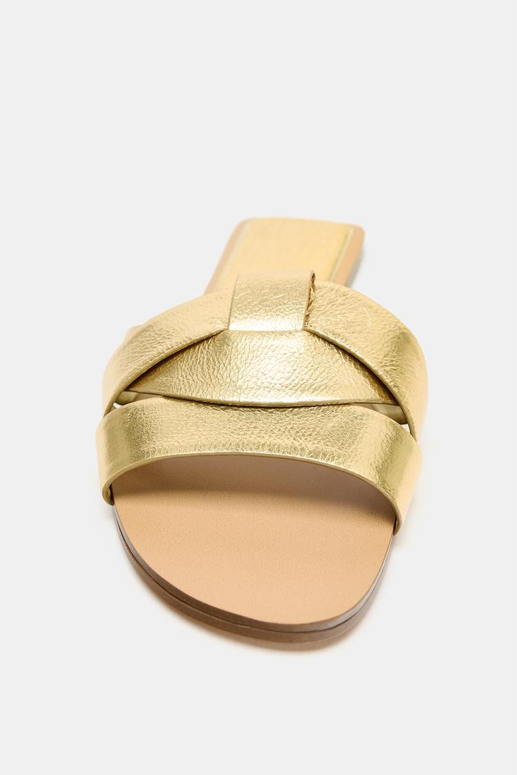 CROSSOVER FLAT LEATHER SANDALS