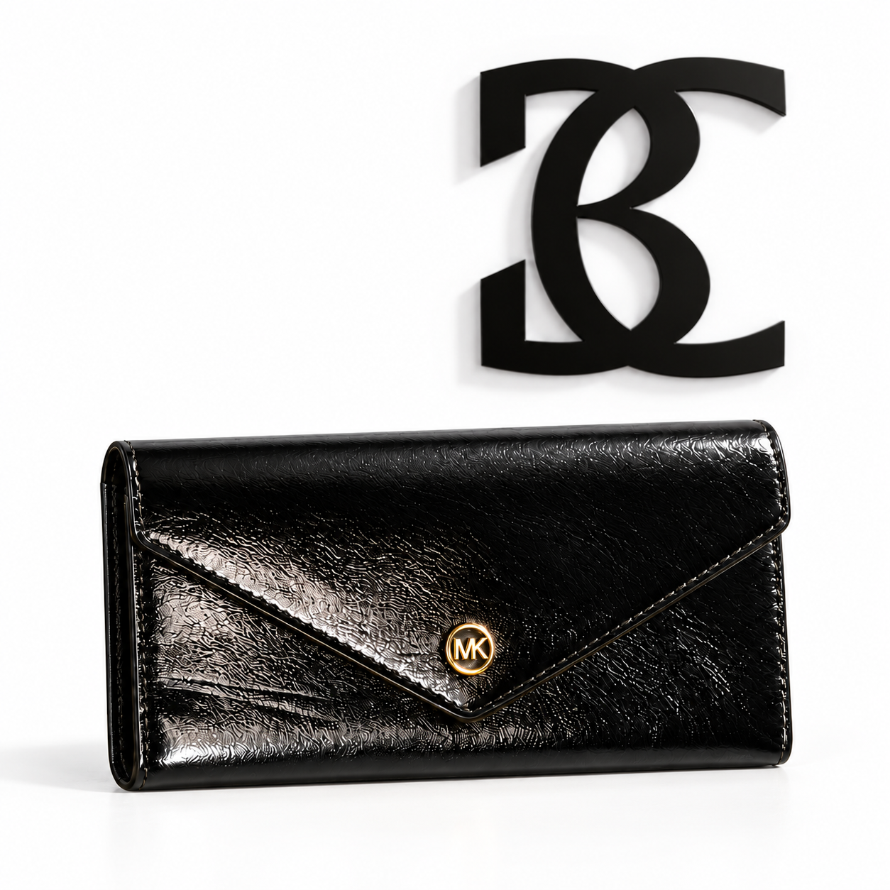 Michael Kors Black Glossy Envelope Wallet